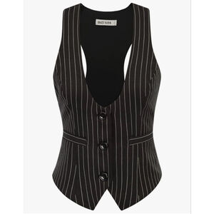 NEW GRACE KARIN Dressy Pin Stripe Sleeveless Button Suit Vest Top M
